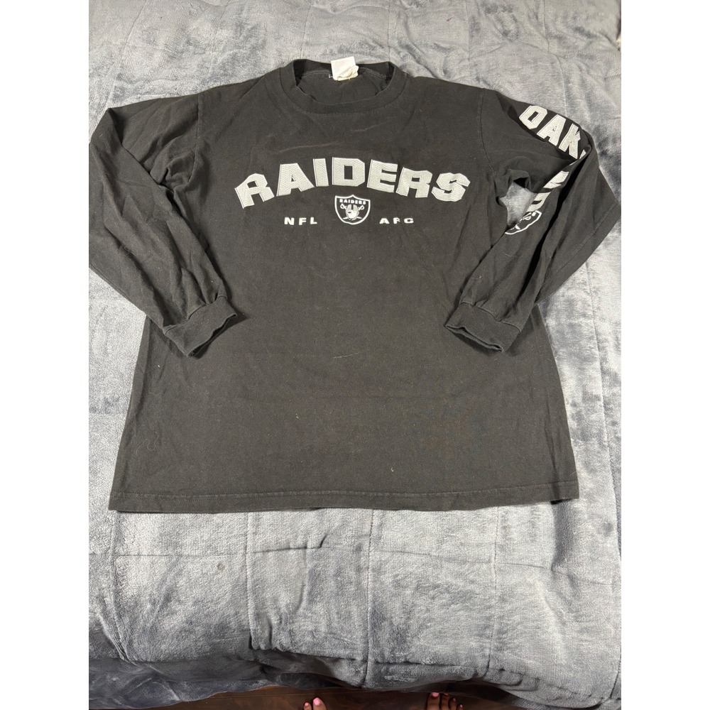 Vintage NFL Oakland Raiders Long Sleeve Shirt Mens Medium Black VF Imagewear